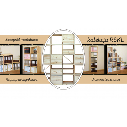 Drewniany regał modułowy /2xzamknięta półka RSKL – Naturalny
