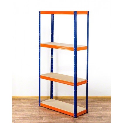 Regał Helios 180x100x35 cm 4 półki/400kg Czarno-Niebieski