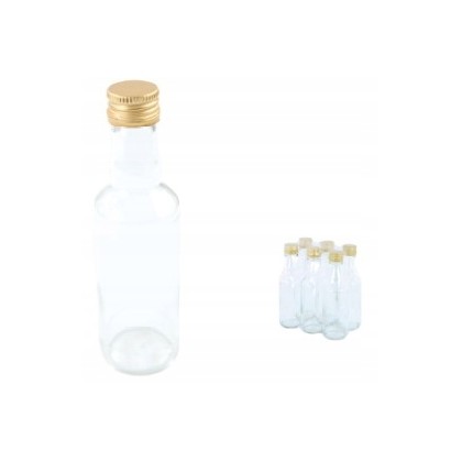 Butelka na soki 200ml złota nakrętka - 6 szt