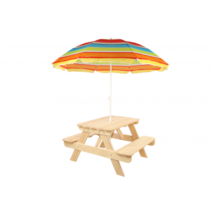 Stół piknikowy z otworem na parasol SPD/80cm - Naturalny