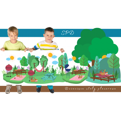Stół piknikowy z otworem na parasol SPD/80cm - Brązowy