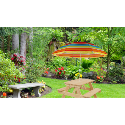 Stół piknikowy z otworem na parasol SPD/80cm - Brązowy