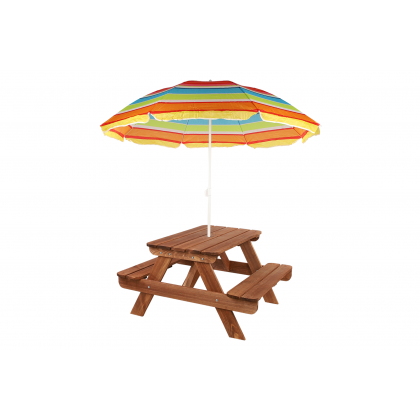 Stół piknikowy z otworem na parasol SPD/80cm - Brązowy