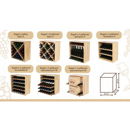 Modułowy stojak na Wino RW61(1 Ukośna Leżnia) Nat