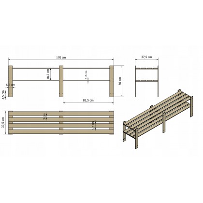 Regał na książki buty drewniany 50X170X38 2p