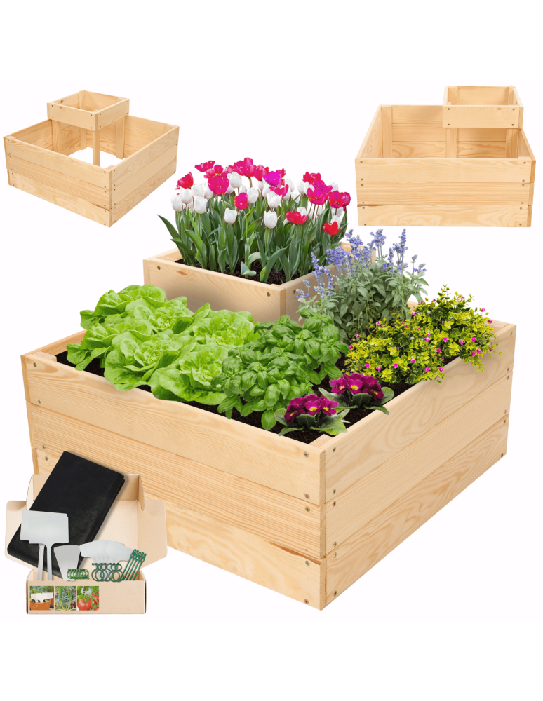 Serie ZP06 - Hochbeet, Kräuterbeet, Gartenbeet, Pflanzbeet, für Garten und Terrasse, Kiefernholz 36x62x62 cm, Farbe: Natur - produkt kuptej.pl 1