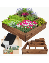 Hochbeet, Kräuterbeet, Gartenbeet, Pflanzbeet, für Garten und Terrasse, Kiefernholz 54x119x119 cm, Farbe: Braun imprägniert