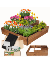 Hochbeet, Kräuterbeet, Gartenbeet, Pflanzbeet, für Garten und Terrasse, Kiefernholz 36x92x92 cm, Farbe: Braun imprägniert