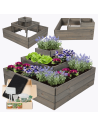 Hochbeet, Kräuterbeet, Gartenbeet, Pflanzbeet, für Garten und Terrasse, Kiefernholz 45x92x92 cm, Farbe: Grau imprägniert