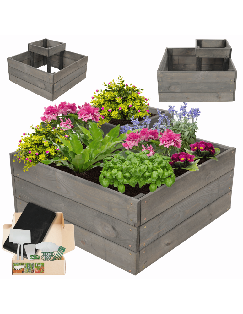 Serie ZP06 - Hochbeet, Kräuterbeet, Gartenbeet, Pflanzbeet, für Garten und Terrasse, Kiefernholz 36x62x62 cm, Farbe: Grau imprägniert - produkt kuptej.pl 1
