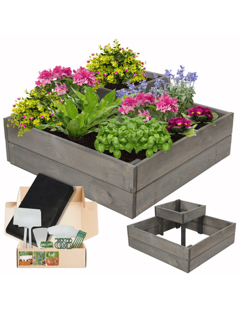 Serie ZP06 - Hochbeet, Kräuterbeet, Gartenbeet, Pflanzbeet, für Garten und Terrasse, Kiefernholz 27x62x62 cm, Farbe: Grau imprägniert - produkt kuptej.pl 1