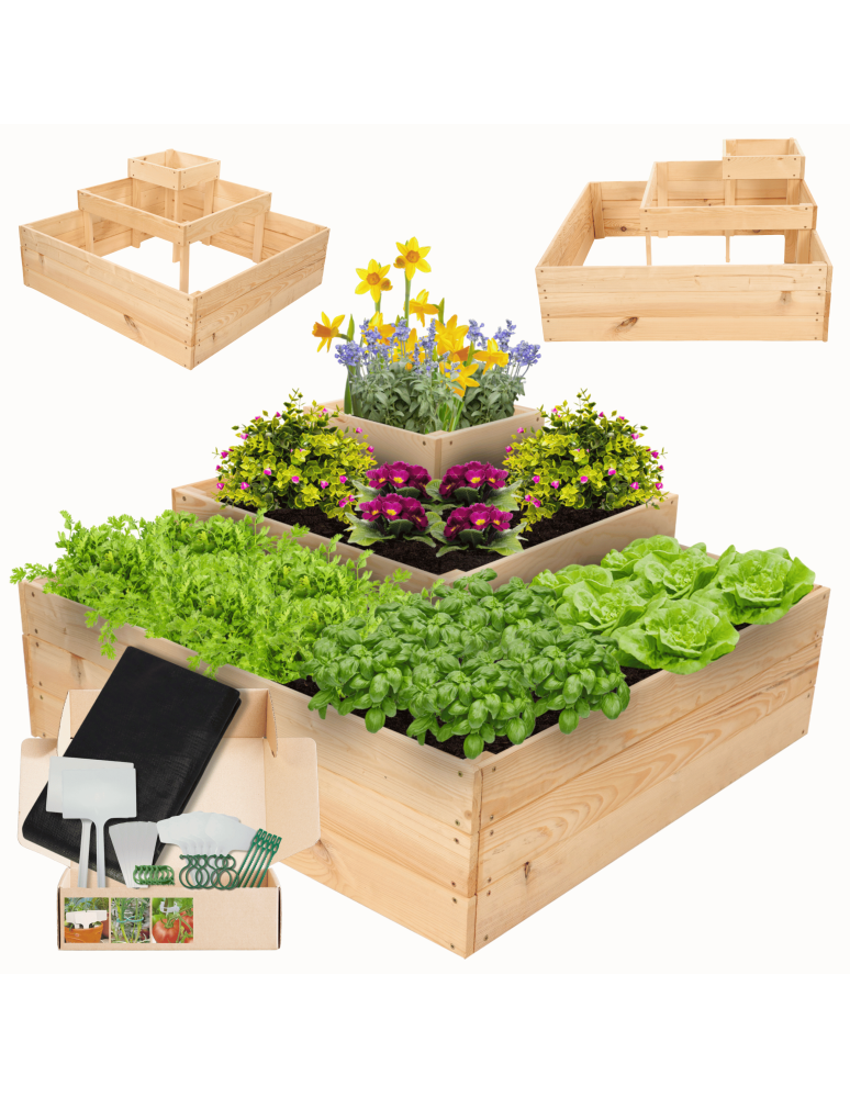 Serie ZP06 - Hochbeet, Kräuterbeet, Gartenbeet, Pflanzbeet, für Garten und Terrasse, Kiefernholz 45x92x92 cm, Farbe: Natur imprägniert - produkt kuptej.pl 1