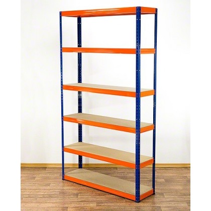 Regał Helios 213x120x40 cm 6 półek/275kg Niebiesko-Pomarańczowy