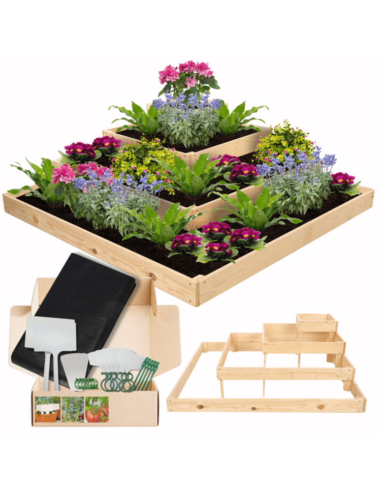 Serie ZP06 - Hochbeet, Kräuterbeet, Gartenbeet, Pflanzbeet, für Garten und Terrasse, Kiefernholz 36x119x119 cm, Farbe: Natur imprägniert - produkt kuptej.pl 1