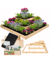 Hochbeet, Kräuterbeet, Gartenbeet, Pflanzbeet, für Garten und Terrasse, Kiefernholz 36x119x119 cm, Farbe: Natur imprägniert