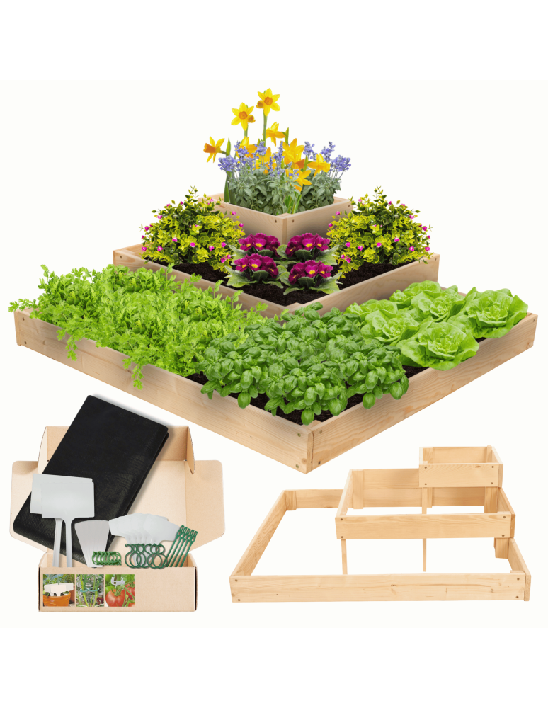 Serie ZP06 - Hochbeet, Kräuterbeet, Gartenbeet, Pflanzbeet, für Garten und Terrasse, Kiefernholz 27x92x92 cm, Farbe: Natur imprägniert - produkt kuptej.pl 1