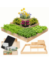Hochbeet, Kräuterbeet, Gartenbeet, Pflanzbeet, für Garten und Terrasse, Kiefernholz 27x92x92 cm, Farbe: Natur imprägniert