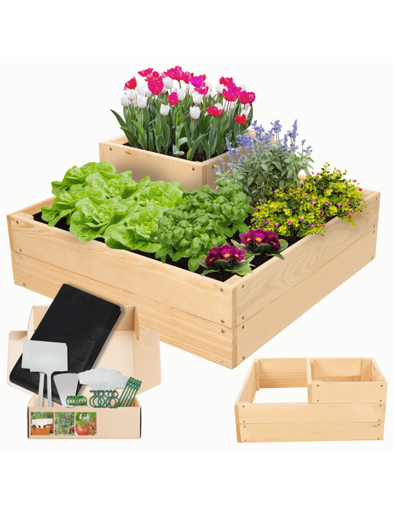 Serie ZP06 - Hochbeet, Kräuterbeet, Gartenbeet, Pflanzbeet, für Garten und Terrasse, Kiefernholz 27x62x62 cm, Farbe: Natur imprägniert - produkt kuptej.pl 1