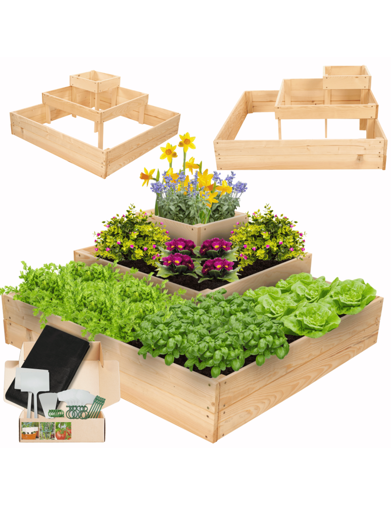 Serie ZP06 - Hochbeet, Kräuterbeet, Gartenbeet, Pflanzbeet, für Garten und Terrasse, Kiefernholz 36x92x92 cm, Farbe: Natur imprägniert - produkt kuptej.pl 1