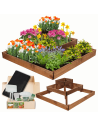 Hochbeet, Kräuterbeet, Gartenbeet, Pflanzbeet, für Garten und Terrasse, Kiefernholz 27x92x92 cm, Farbe: Braun imprägniert