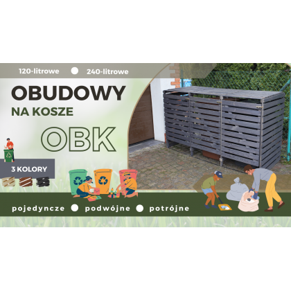 Podwójna obudowa na kosze OBK 2x120L Brązowa