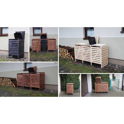Podwójna obudowa na kosze OBK 2x120L Brązowa