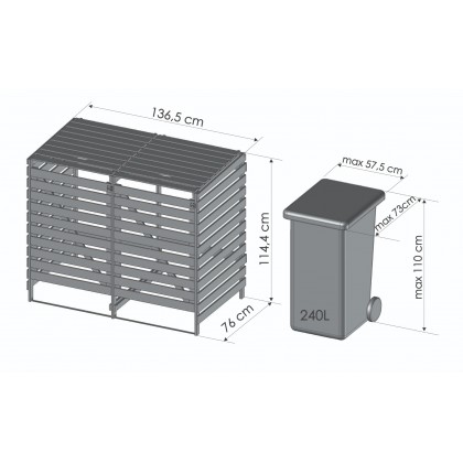 Podwójna obudowa na kosze OBK 2x240L Naturalna