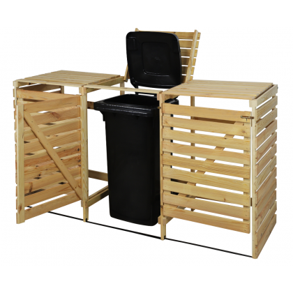 Potrójna obudowa na kosze OBK 3x120L Naturalna