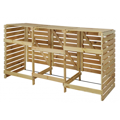 Potrójna obudowa na kosze OBK 3x120L Naturalna