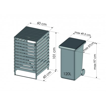 Pojedyncza obudowa na kosze OBK 1x120L Naturalna