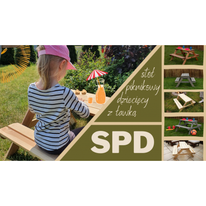 Stół piknikowy dla dzieci z ławką SPD/79cm - Brązowy