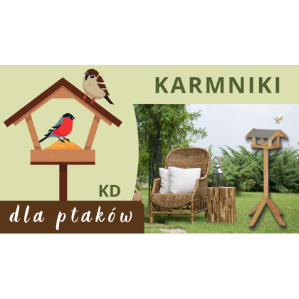 Karmnik dla ptaków z nóżką i dozownikiem KD - daszek czterospadowy
