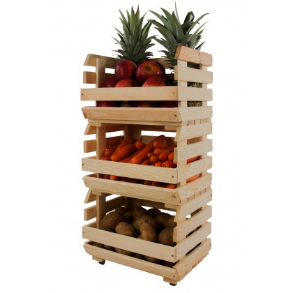 Skrzynki na warzywa na kółkach RAWA /szer.37cm - Naturalne