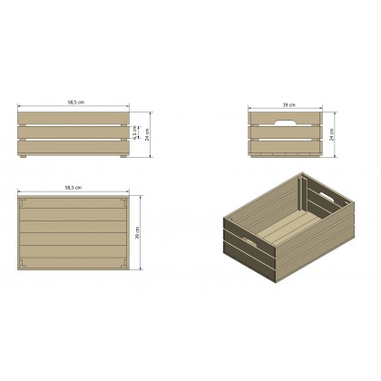 Skrzynka skrzynia drewniana SD-3-60x40 POSTARZANA