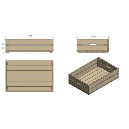 Skrzynka skrzynia drewniana SD-2-60x40 POSTARZANA