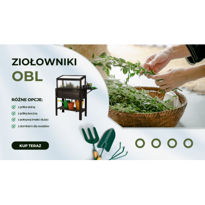 Szklarnia z półką dolną i domkiem dla owadów OBL - Czarna