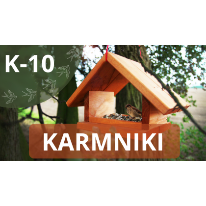 Karmnik drewniany dla ptaków K-10 - Olcha + zielony daszek