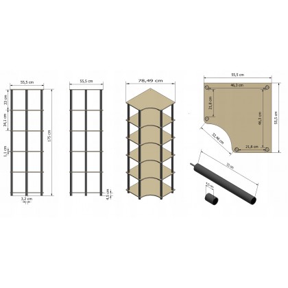 Regał biurowy Dedal-6W 175x56x56 stojak półka GR