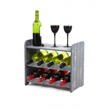 Regał na wino z półką RW-16 /8 butelek/ - Szary Dekor